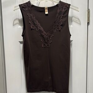 Banana Republic Elegant Lace Trim Brown Top
